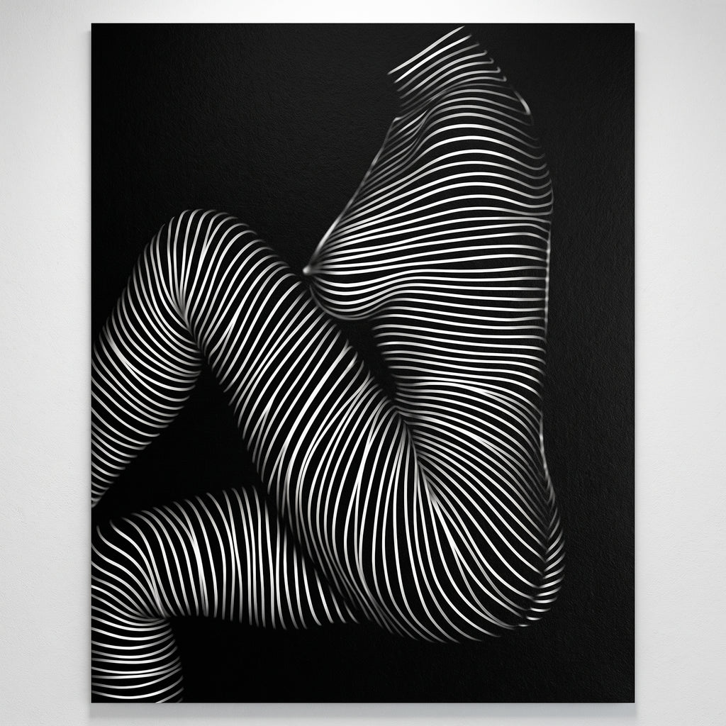 SUITE | Minimalist Seated Female Figure Op Art Print | B&W Abstract Luxury Wall Art