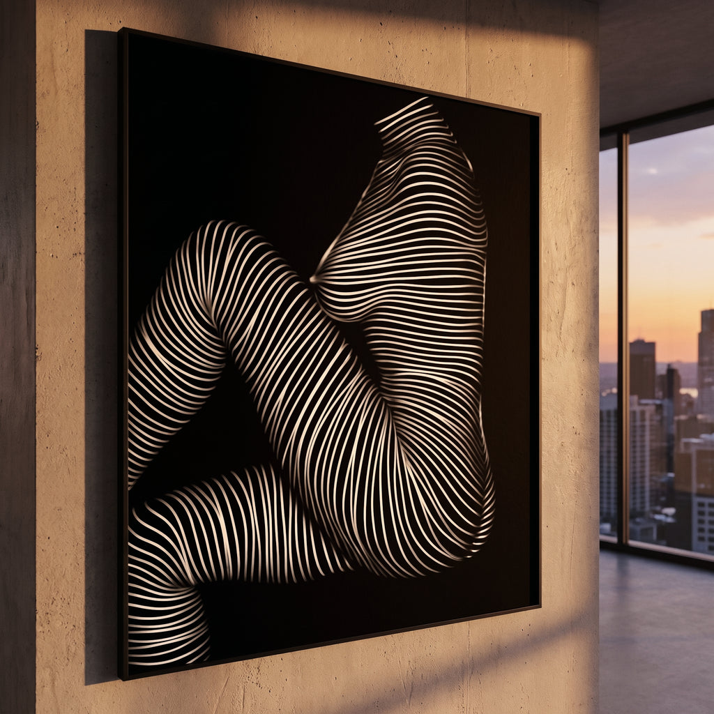 SUITE | Minimalist Seated Female Figure Op Art Print | B&W Abstract Luxury Wall Art