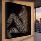 SUITE | Minimalist Seated Female Figure Op Art Print | B&W Abstract Luxury Wall Art