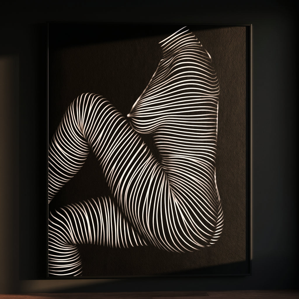 SUITE | Minimalist Seated Female Figure Op Art Print | B&W Abstract Luxury Wall Art