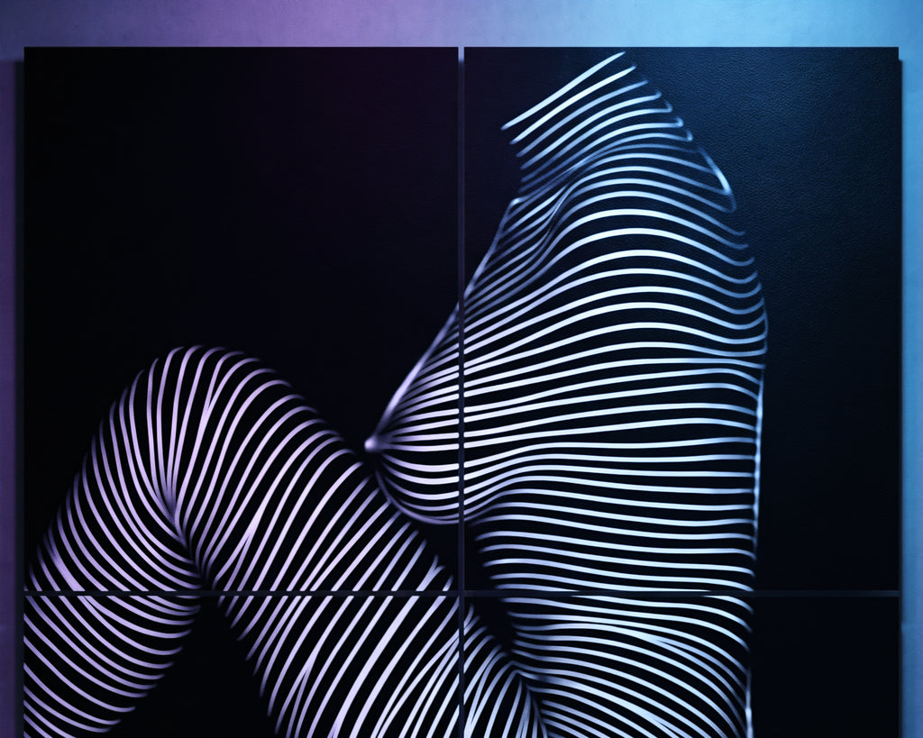 SUITE | Minimalist Seated Female Figure Op Art | Abstract Luxury Multi-Print Wall Art
