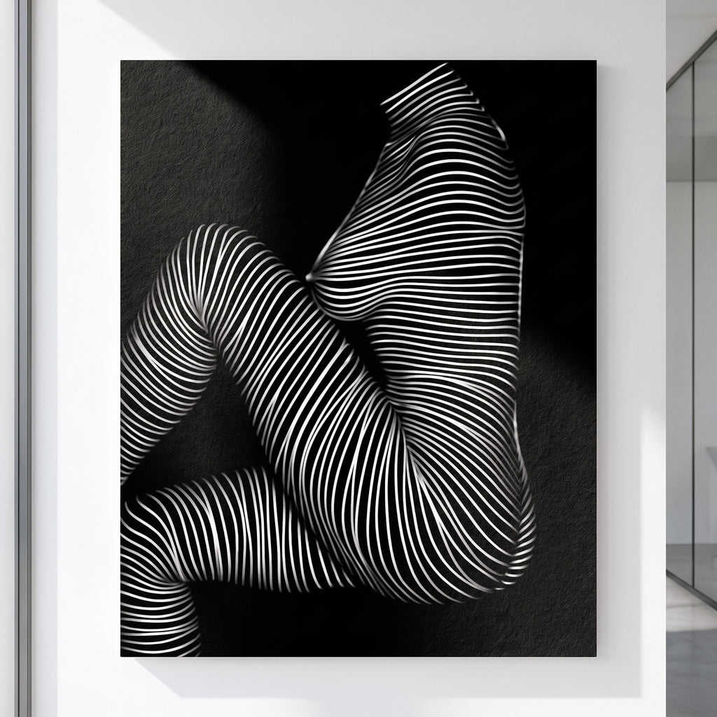SUITE | Minimalist Seated Female Figure Op Art Print | B&W Abstract Luxury Wall Art