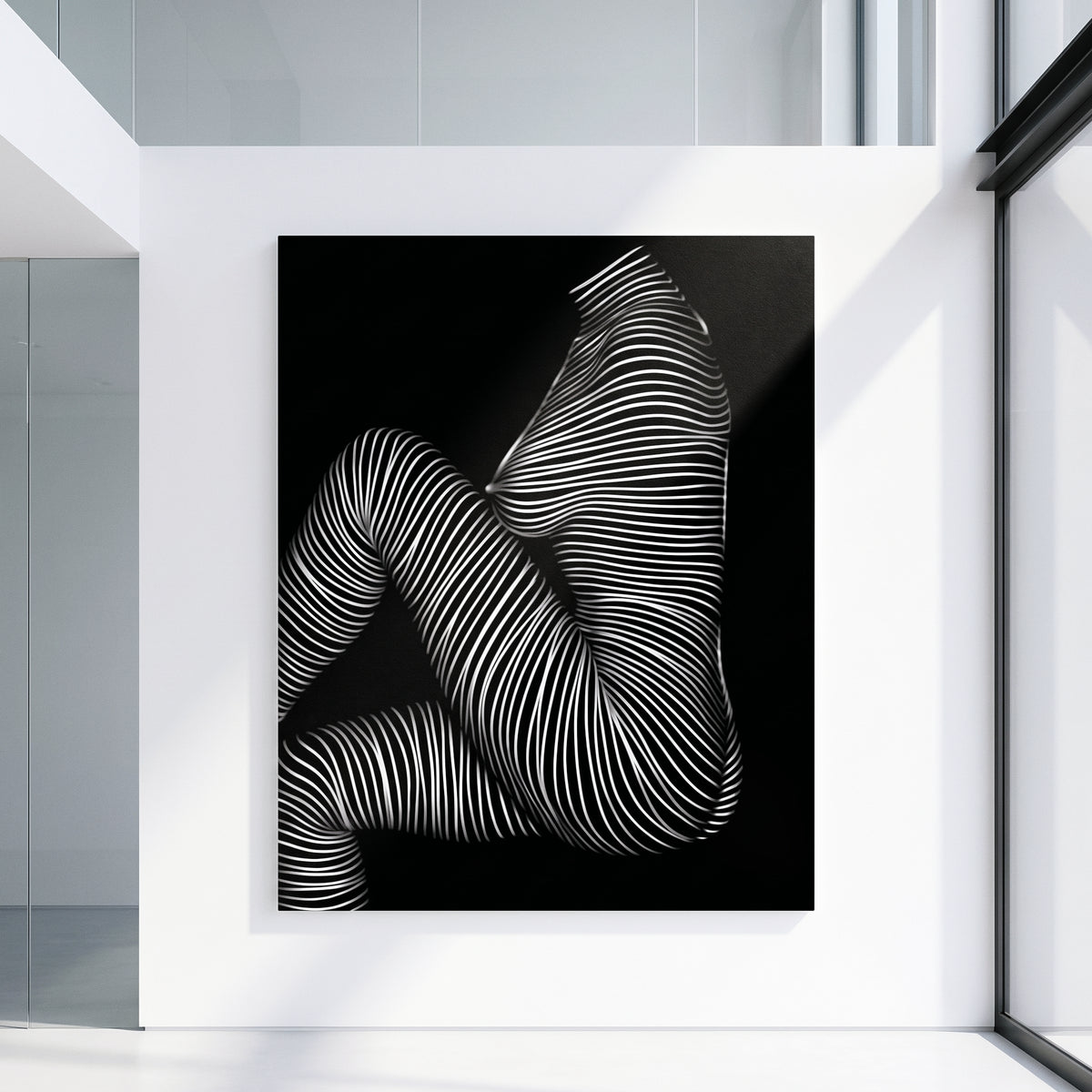 SUITE | Minimalist Seated Female Figure Op Art Print | B&W Abstract Luxury Wall Art