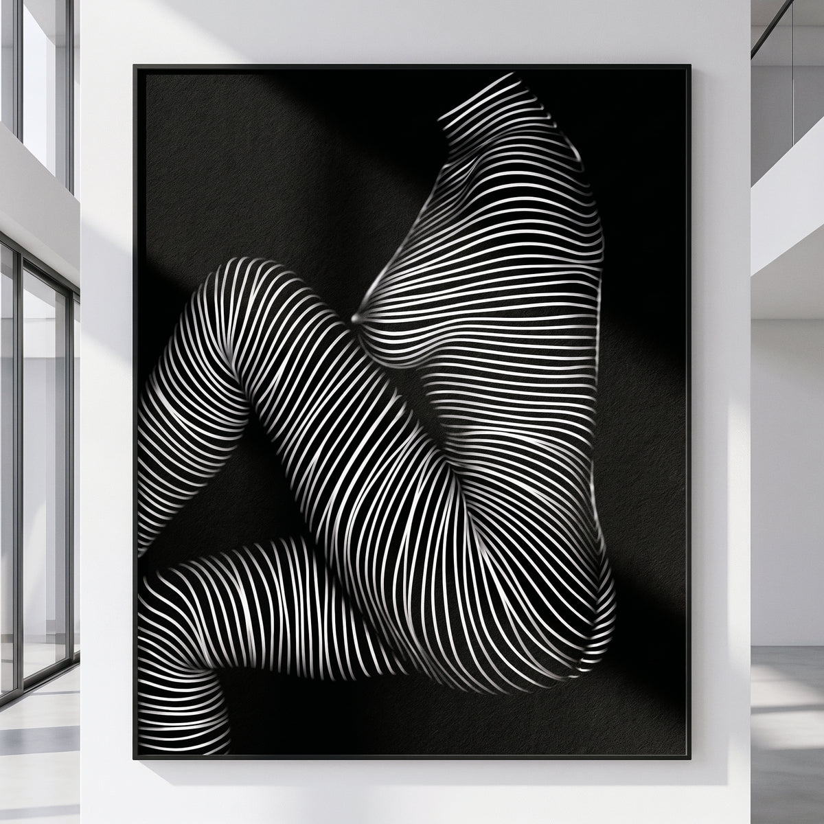 SUITE | Minimalist Seated Female Figure Op Art Print | B&W Abstract Luxury Wall Art