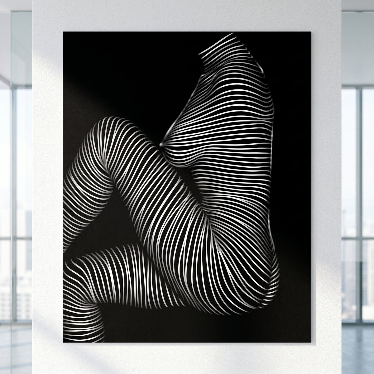 SUITE | Minimalist Seated Female Figure Op Art Print | B&W Abstract Luxury Wall Art