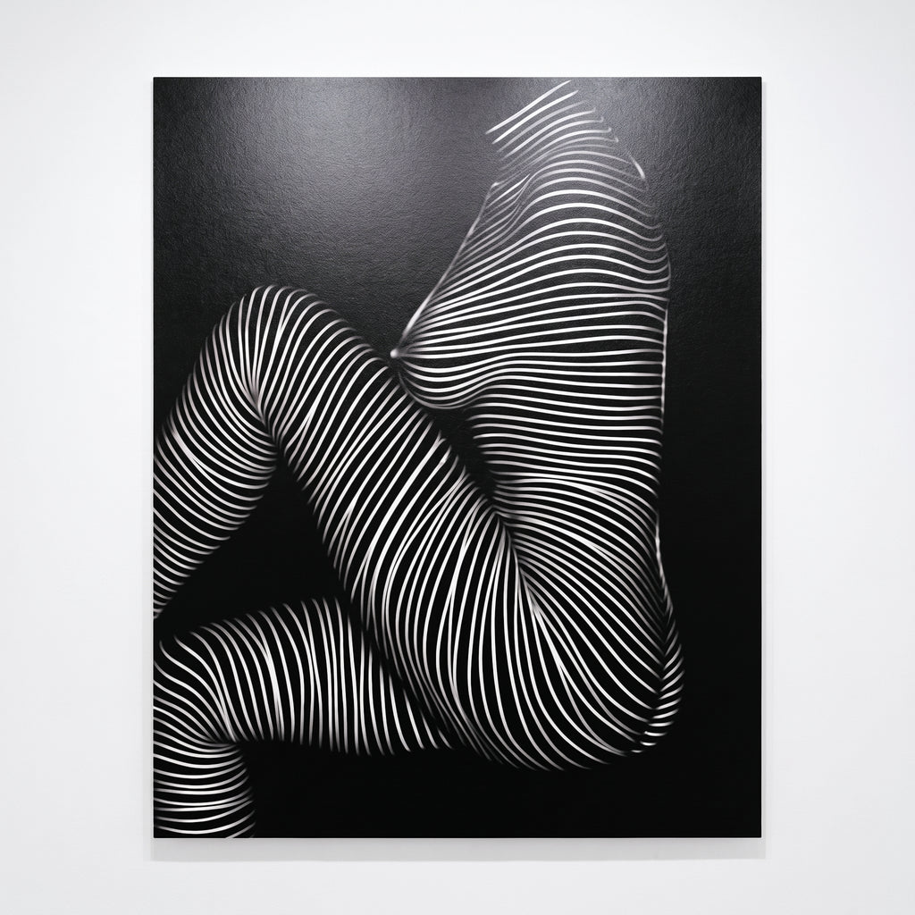 SUITE | Minimalist Seated Female Figure Op Art Print | B&W Abstract Luxury Wall Art