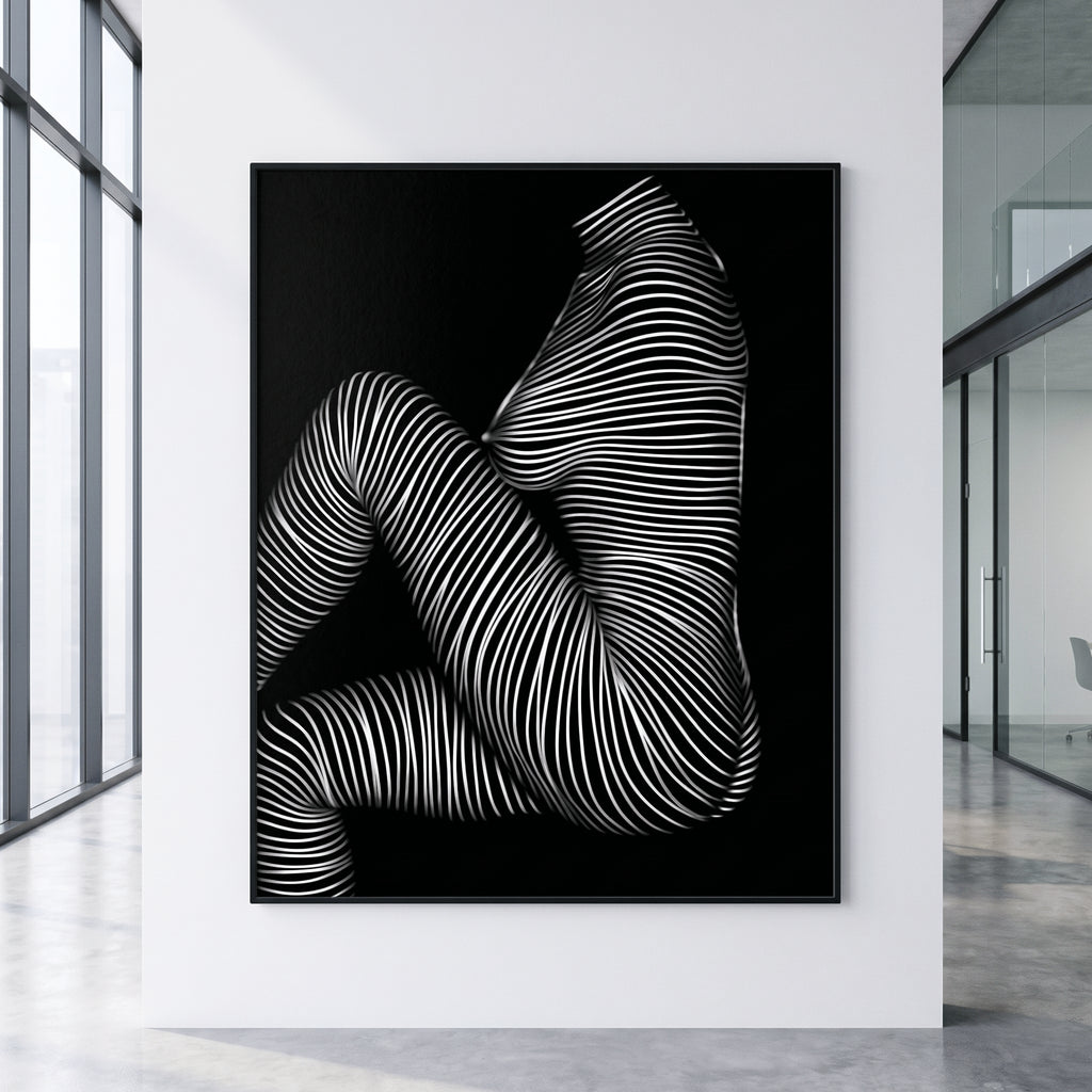 SUITE | Minimalist Seated Female Figure Op Art Print | B&W Abstract Luxury Wall Art
