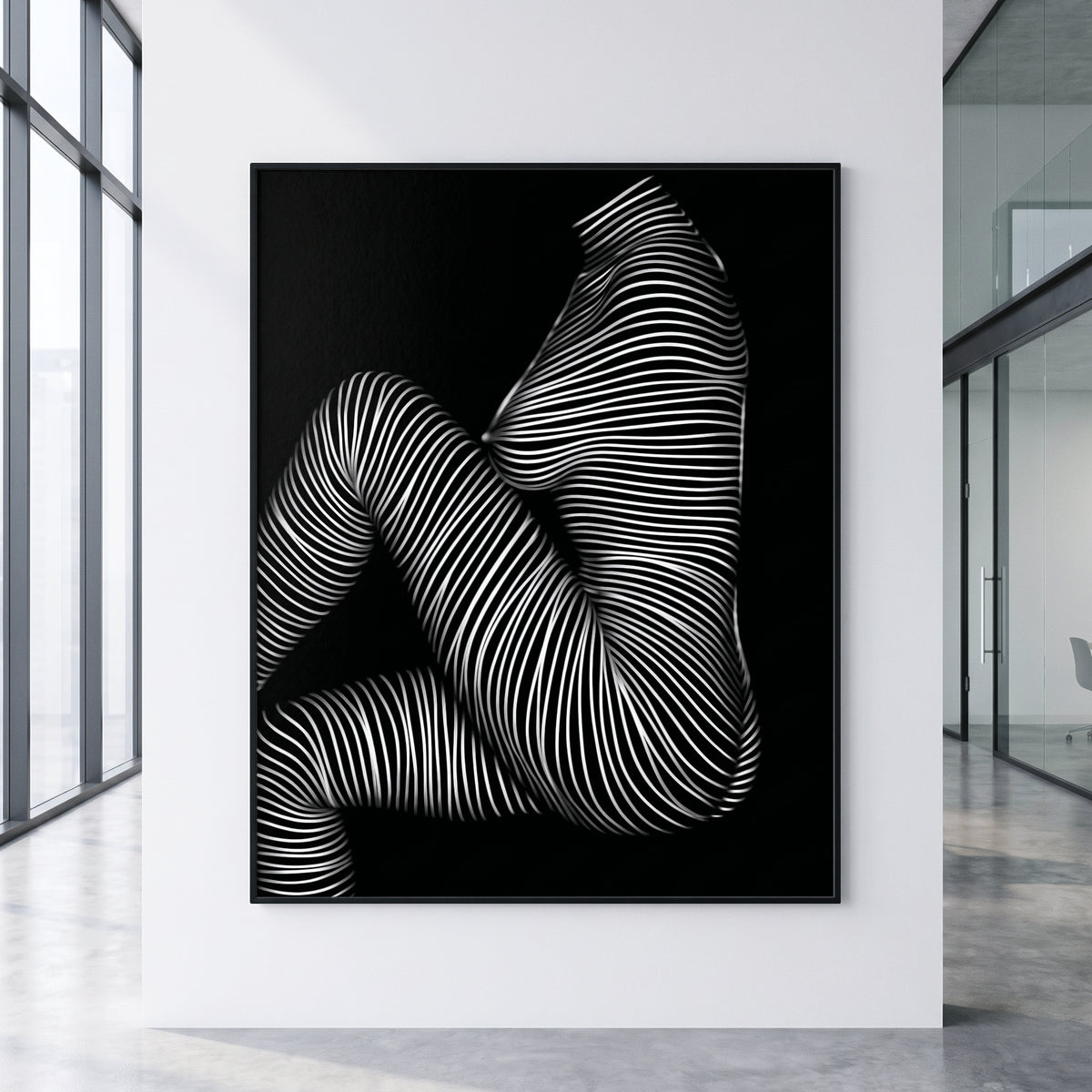 SUITE | Minimalist Seated Female Figure Op Art Print | B&W Abstract Luxury Wall Art