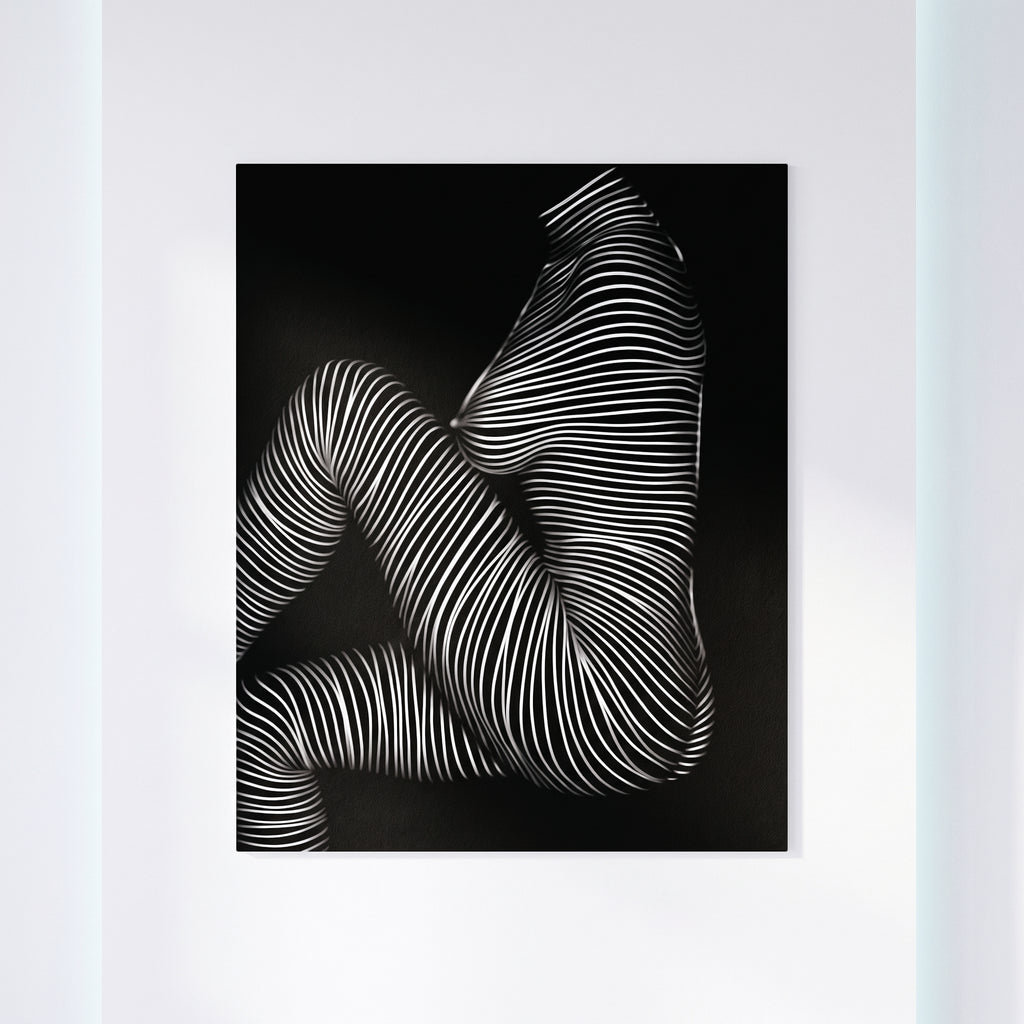 SUITE | Minimalist Seated Female Figure Op Art Print | B&W Abstract Luxury Wall Art