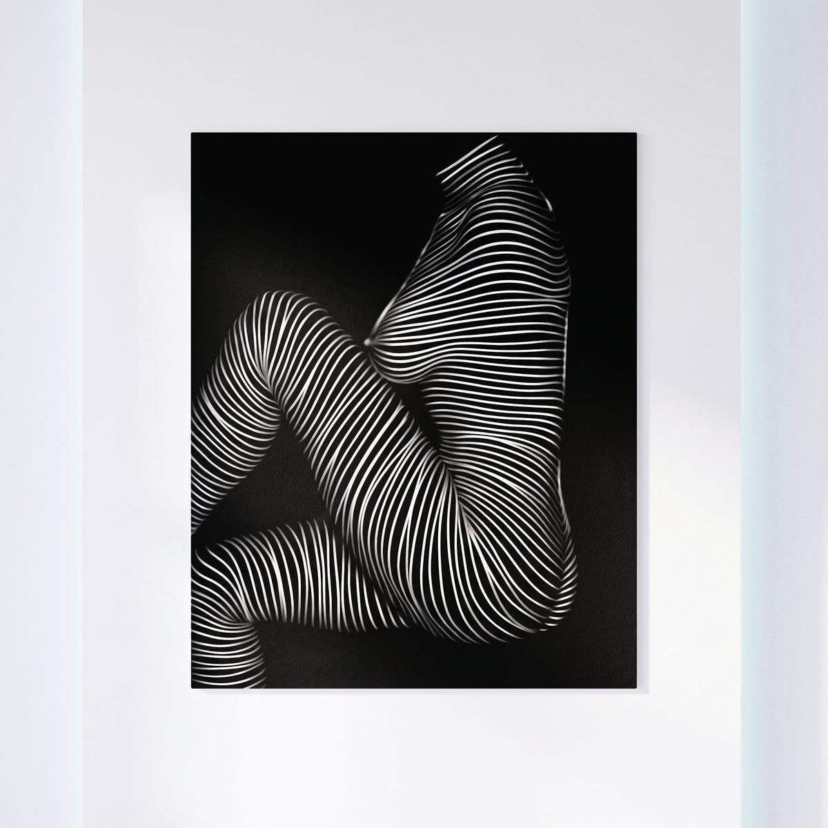 SUITE | Minimalist Seated Female Figure Op Art Print | B&W Abstract Luxury Wall Art