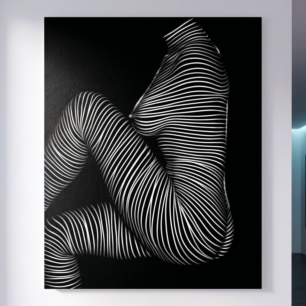 SUITE | Minimalist Seated Female Figure Op Art Print | B&W Abstract Luxury Wall Art