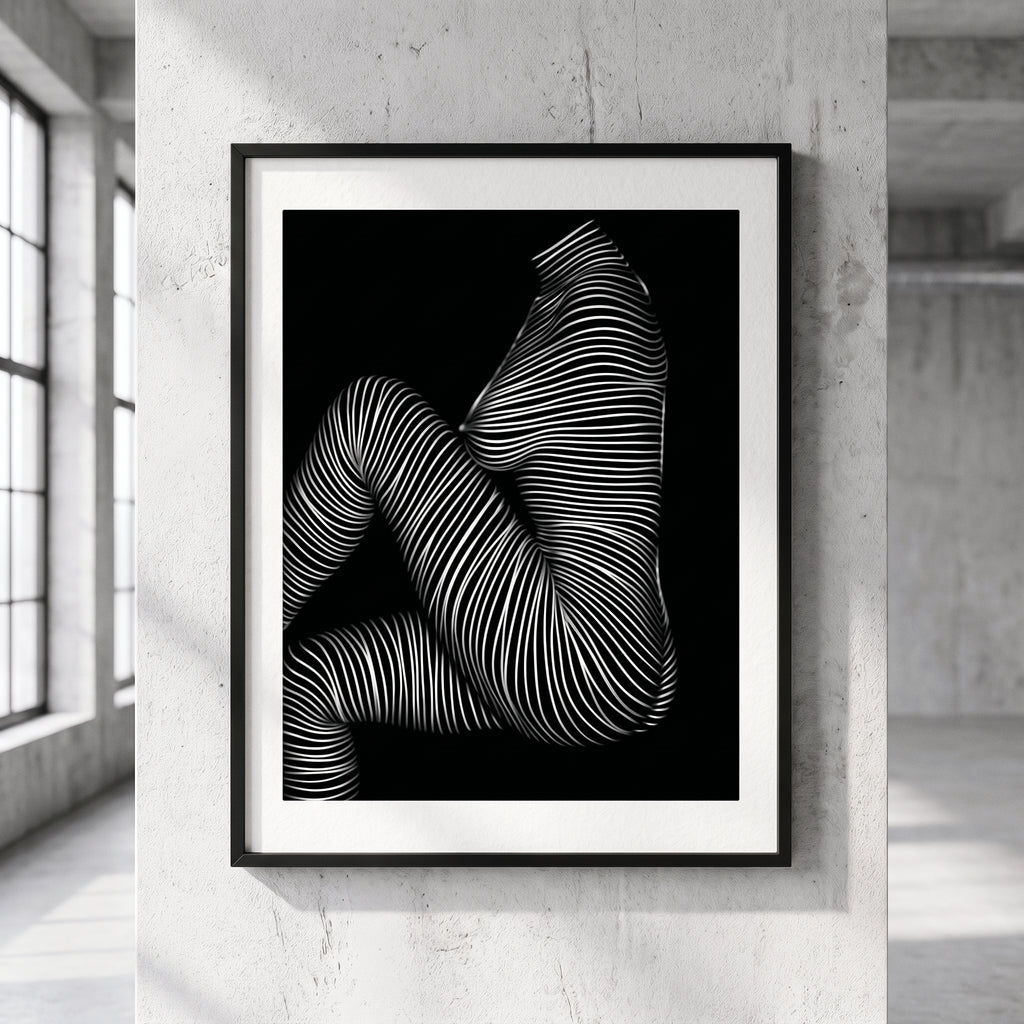 SUITE | Minimalist Seated Female Figure Op Art Print | B&W Abstract Luxury Wall Art