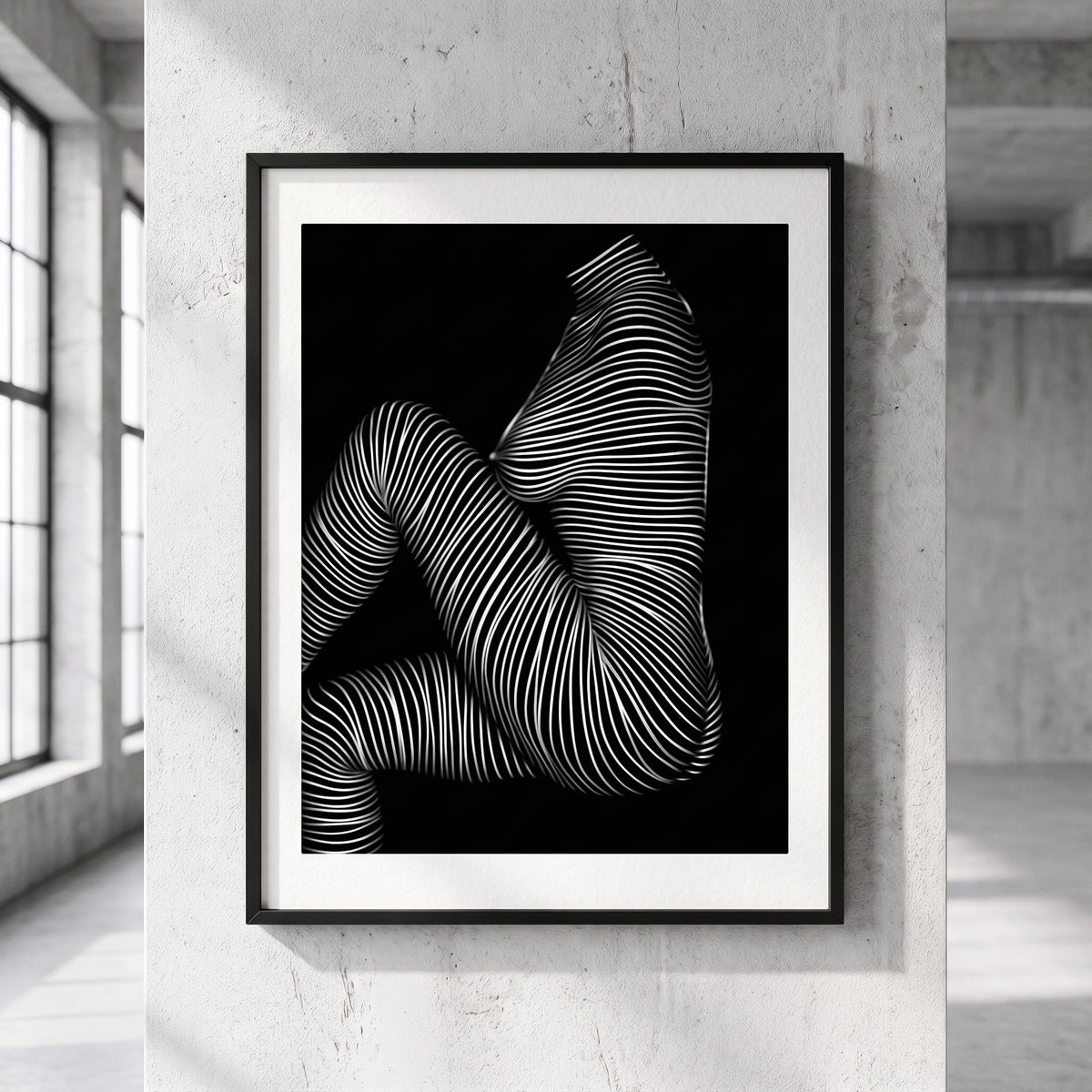 SUITE | Minimalist Seated Female Figure Op Art Print | B&W Abstract Luxury Wall Art