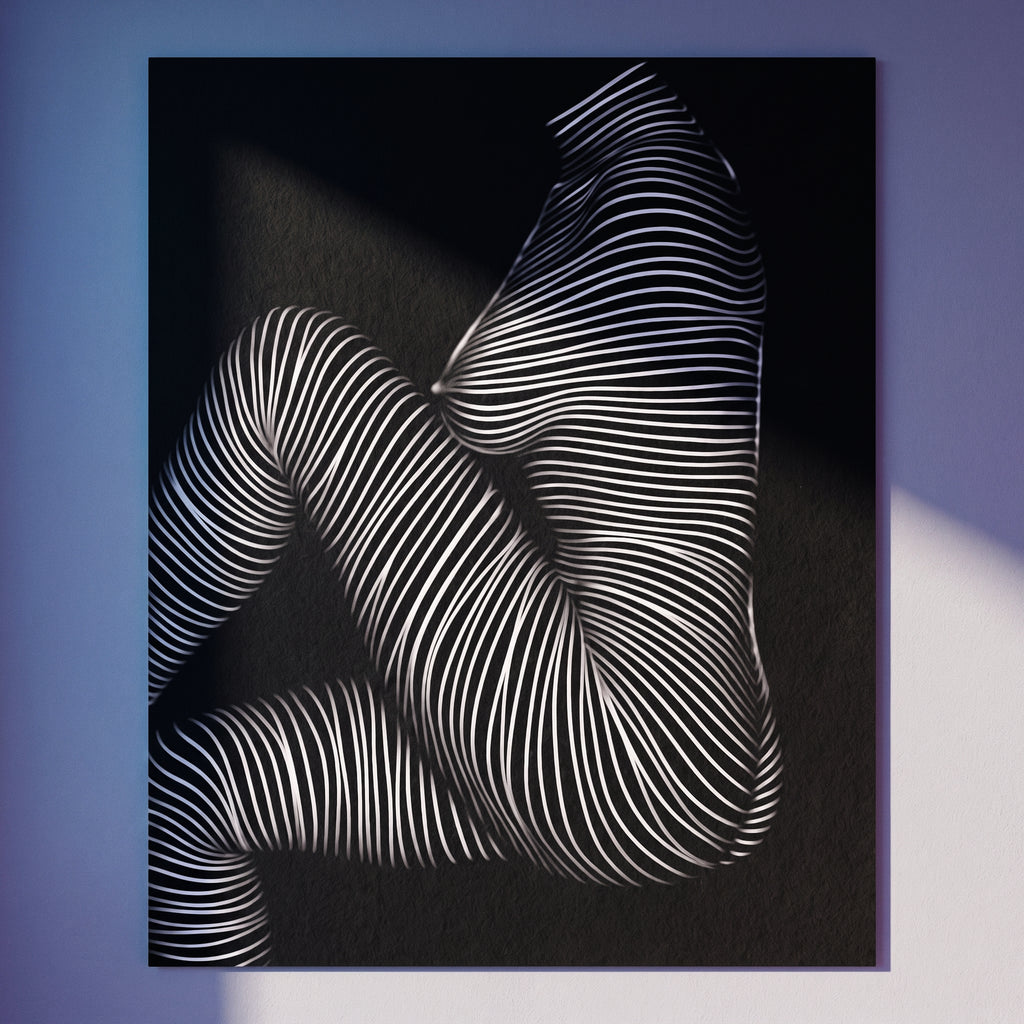 SUITE | Minimalist Seated Female Figure Op Art Print | B&W Abstract Luxury Wall Art