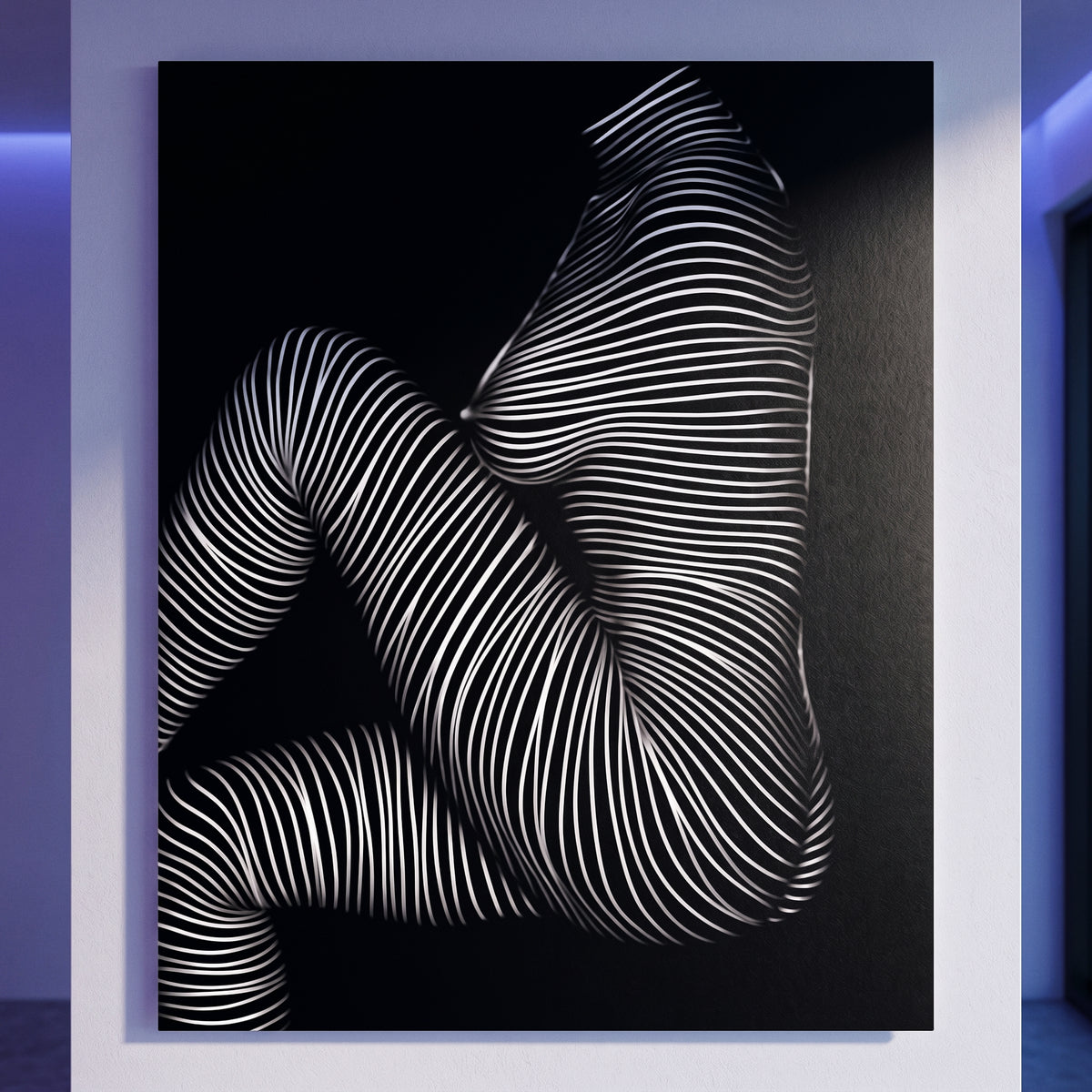 SUITE | Minimalist Seated Female Figure Op Art Print | B&W Abstract Luxury Wall Art