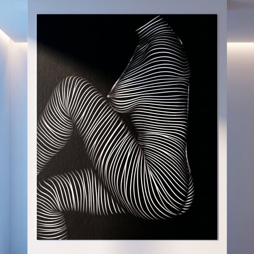 SUITE | Minimalist Seated Female Figure Op Art Print | B&W Abstract Luxury Wall Art