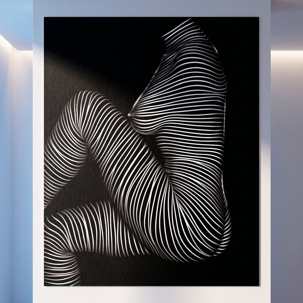 SUITE | Minimalist Seated Female Figure Op Art Print | B&W Abstract Luxury Wall Art