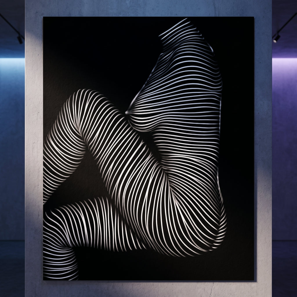 SUITE | Minimalist Seated Female Figure Op Art Print | B&W Abstract Luxury Wall Art