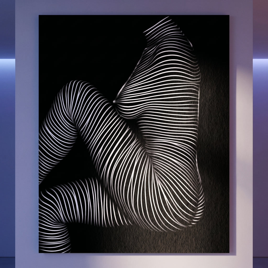SUITE | Minimalist Seated Female Figure Op Art Print | B&W Abstract Luxury Wall Art