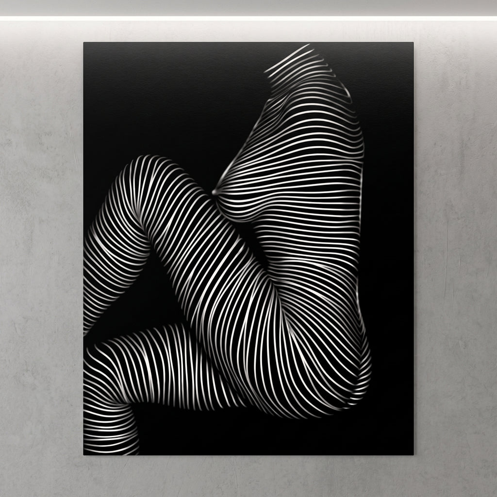 SUITE | Minimalist Seated Female Figure Op Art Print | B&W Abstract Luxury Wall Art