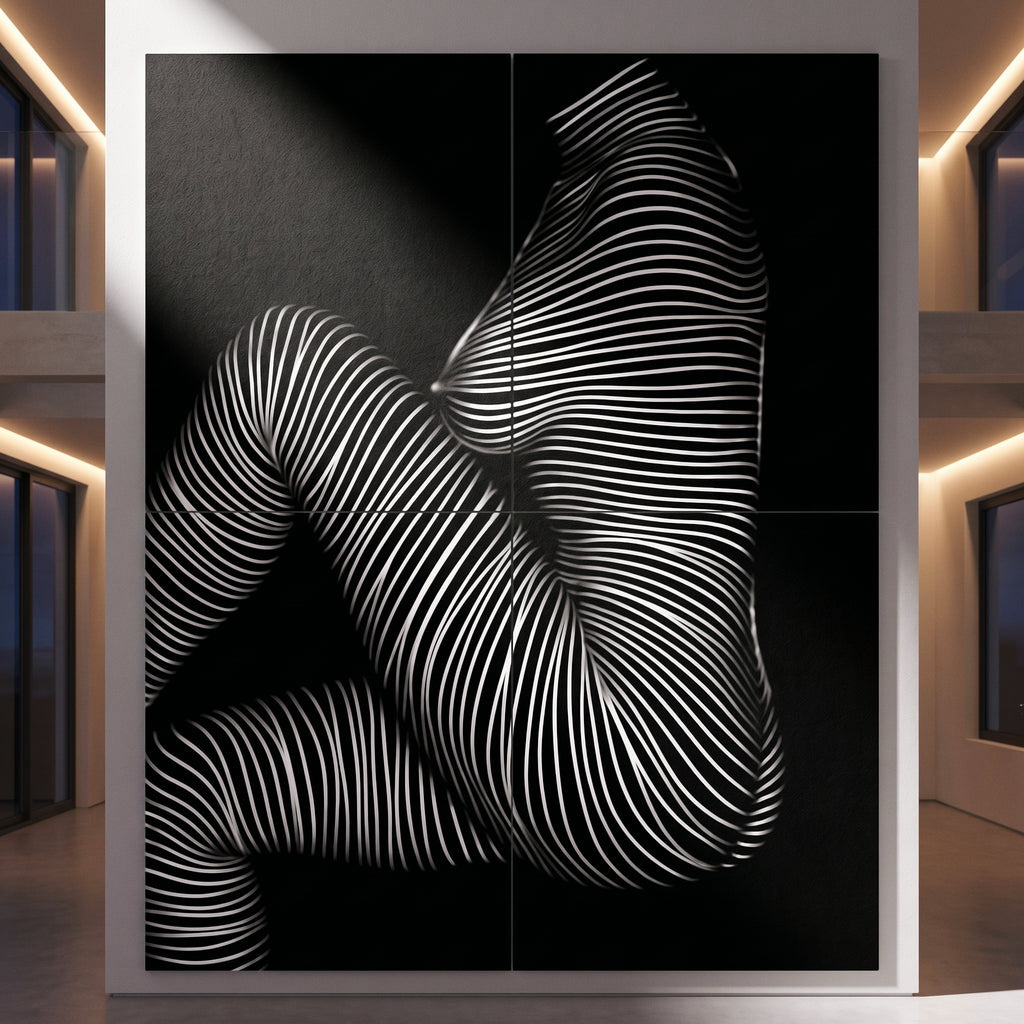 SUITE | Minimalist Seated Female Figure Op Art | Abstract Luxury Multi-Print Wall Art