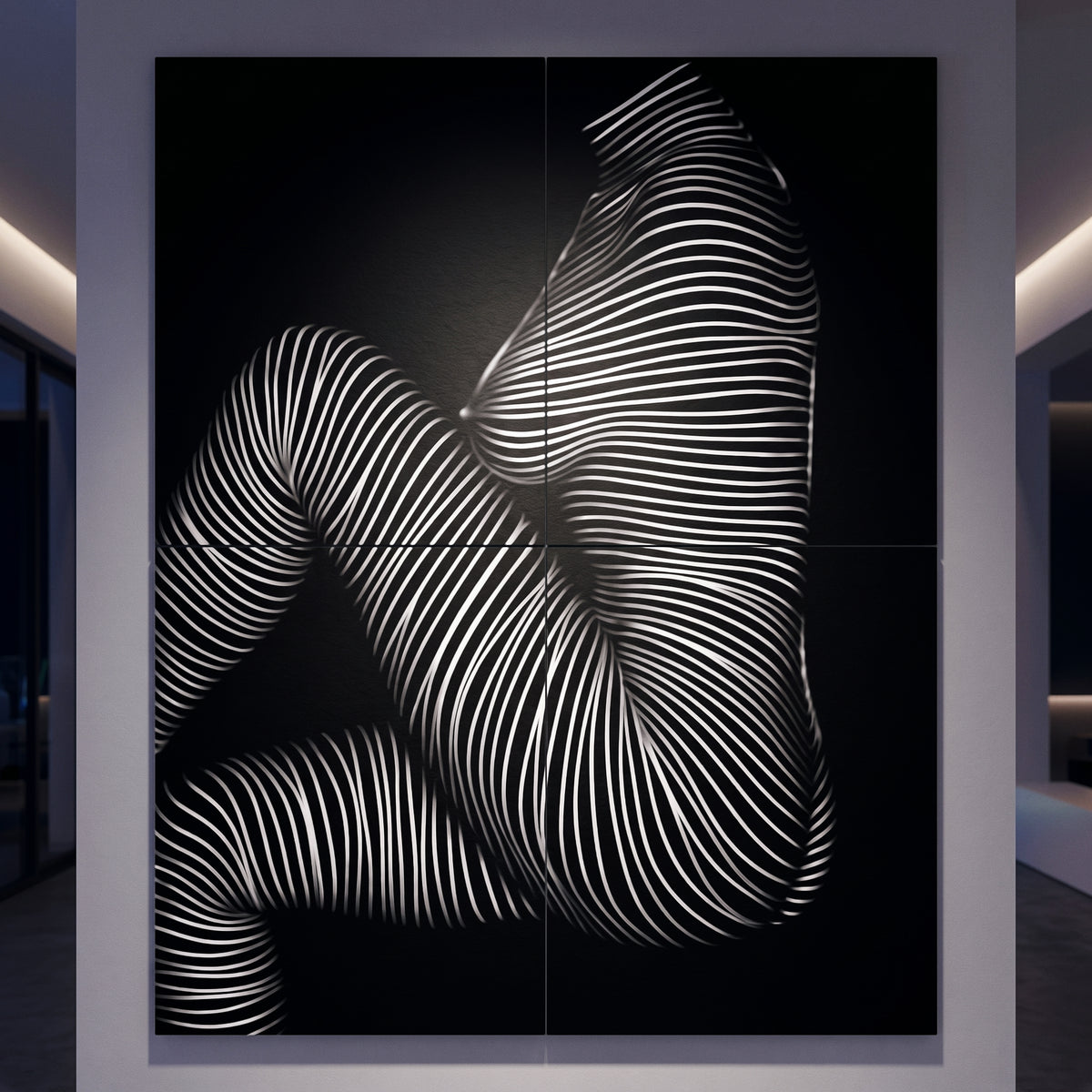 SUITE | Minimalist Seated Female Figure Op Art | Abstract Luxury Multi-Print Wall Art