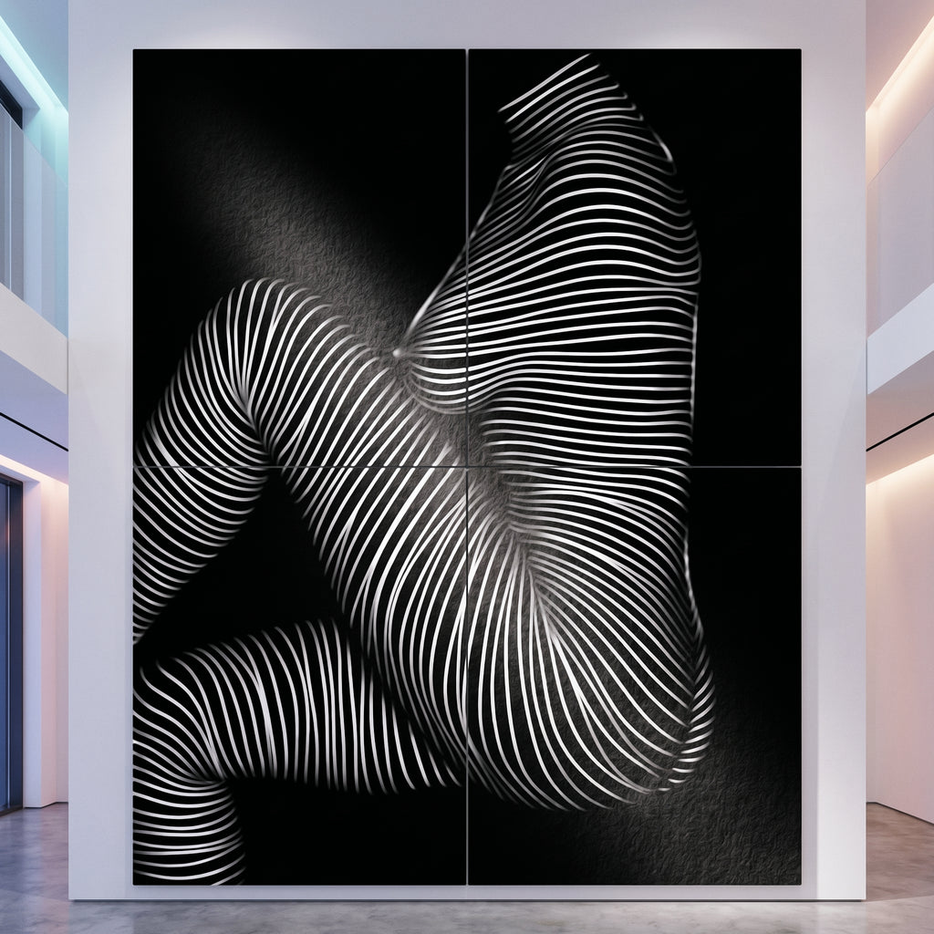 SUITE | Minimalist Seated Female Figure Op Art | Abstract Luxury Multi-Print Wall Art