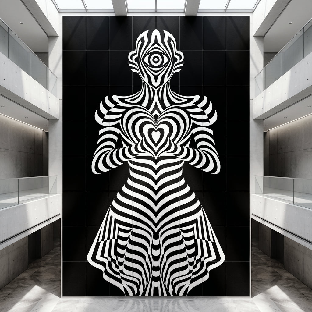 SYZYGY | Hypnotic Female Op-Art 64-Print Mural | 1-Of-1 | 96K