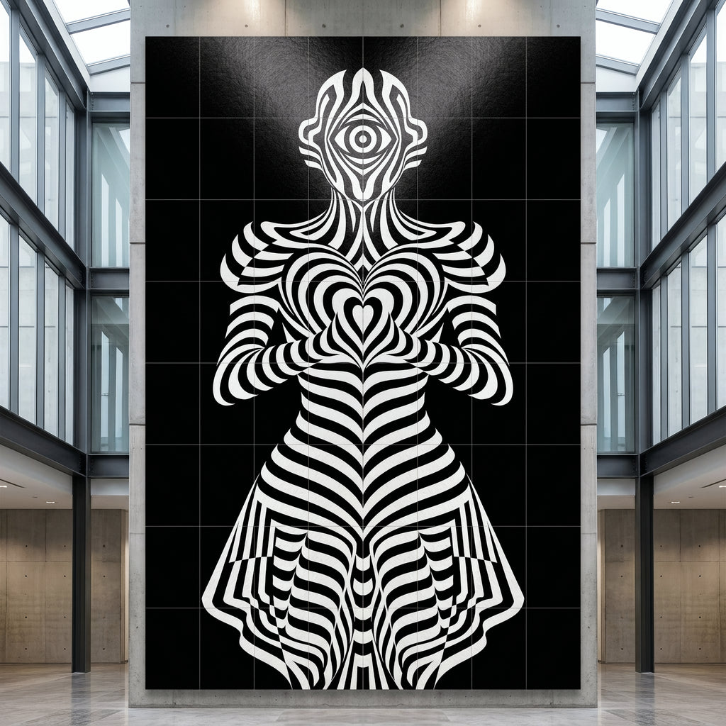 SYZYGY | Hypnotic Female Op-Art 64-Print Mural | 1-Of-1 | 96K