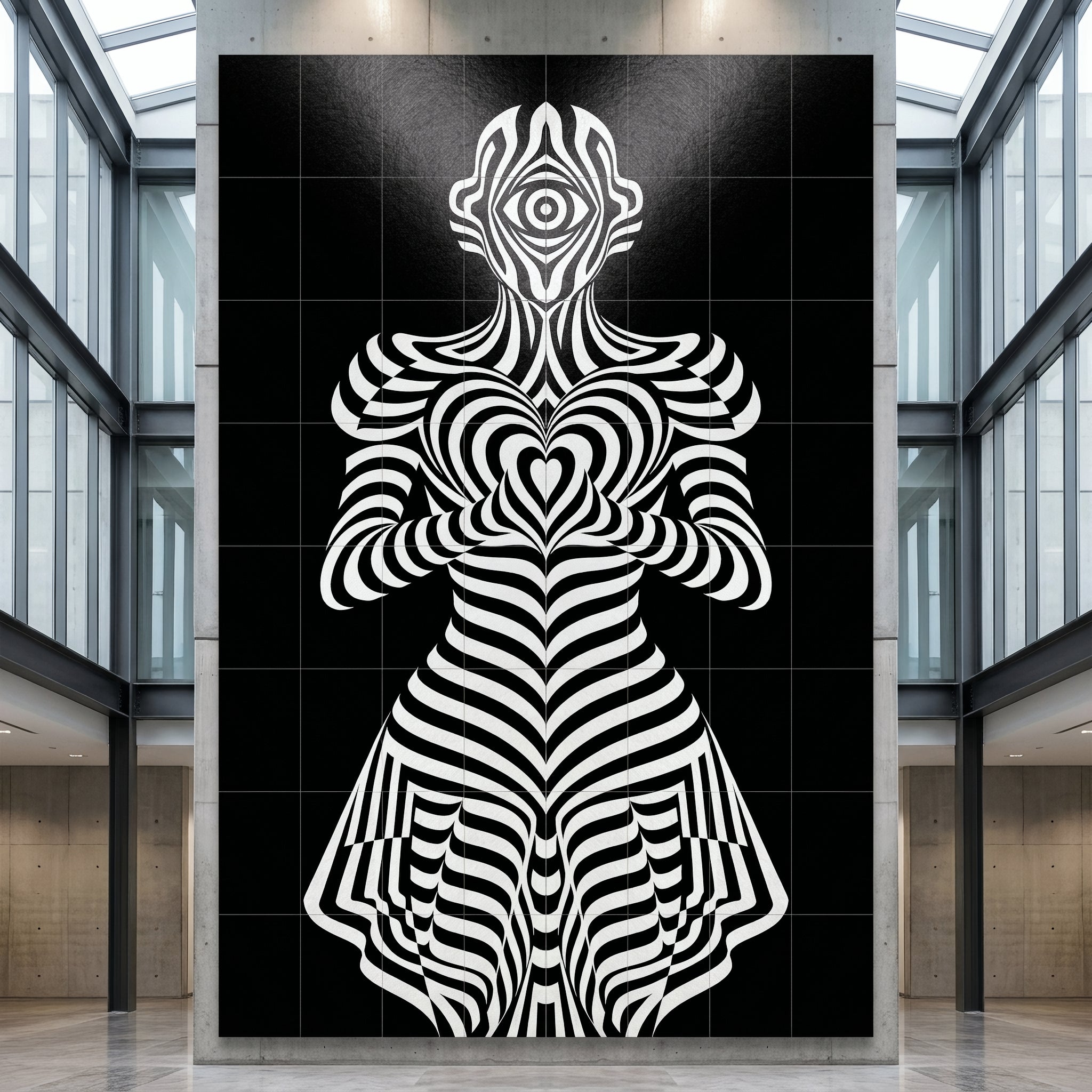 SYZYGY | Hypnotic Female Op-Art 64-Print Mural | 1-Of-1 | 96K