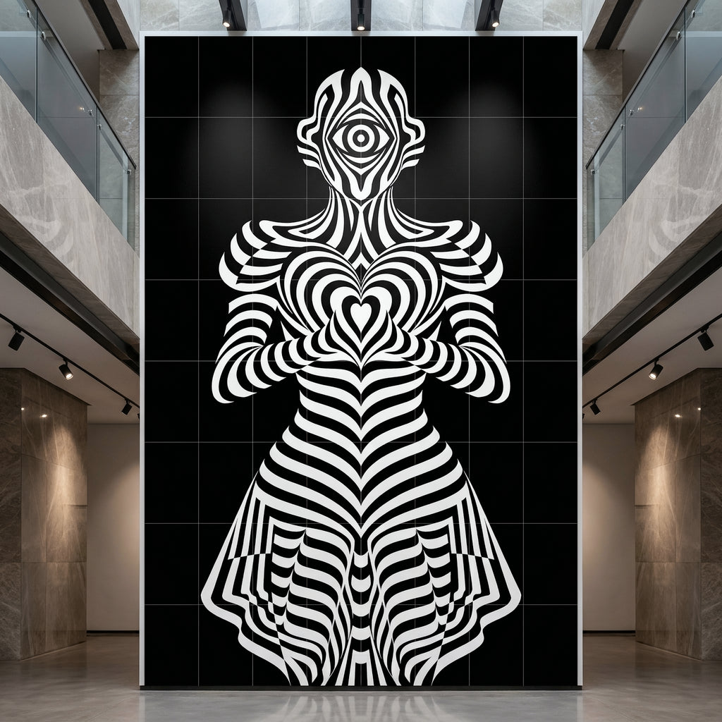 SYZYGY | Hypnotic Female Op-Art 64-Print Mural | 1-Of-1 | 96K