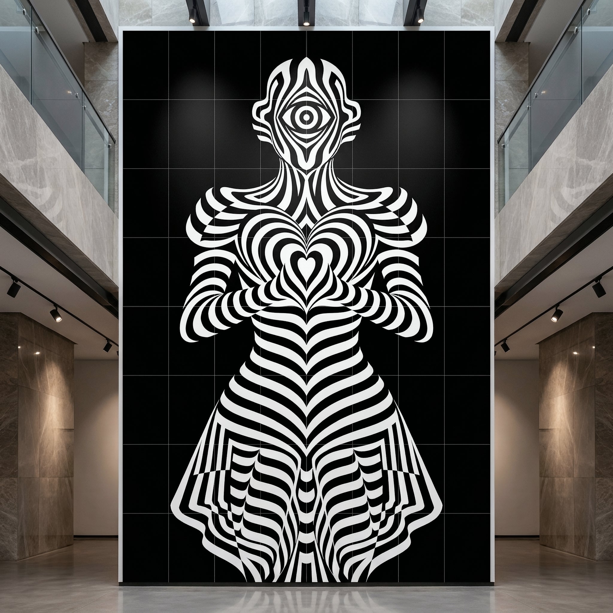 SYZYGY | Hypnotic Female Op-Art 64-Print Mural | 1-Of-1 | 96K