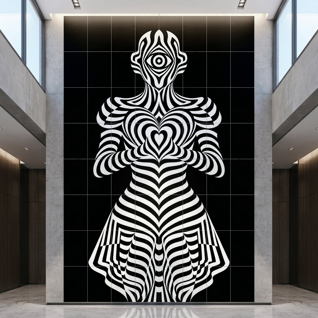 SYZYGY | Hypnotic Female Op-Art 64-Print Mural | 1-Of-1 | 96K