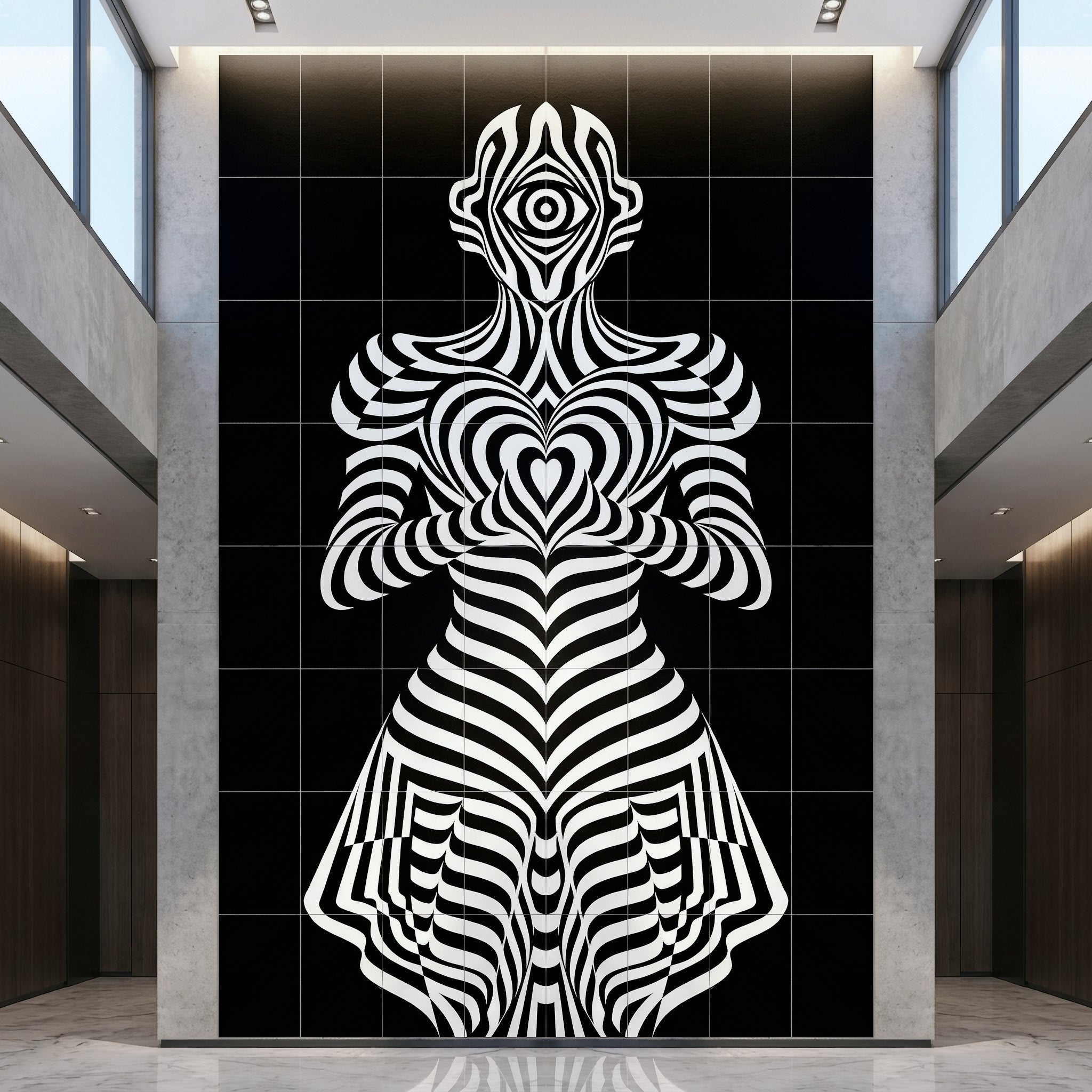 SYZYGY | Hypnotic Female Op-Art 64-Print Mural | 1-Of-1 | 96K