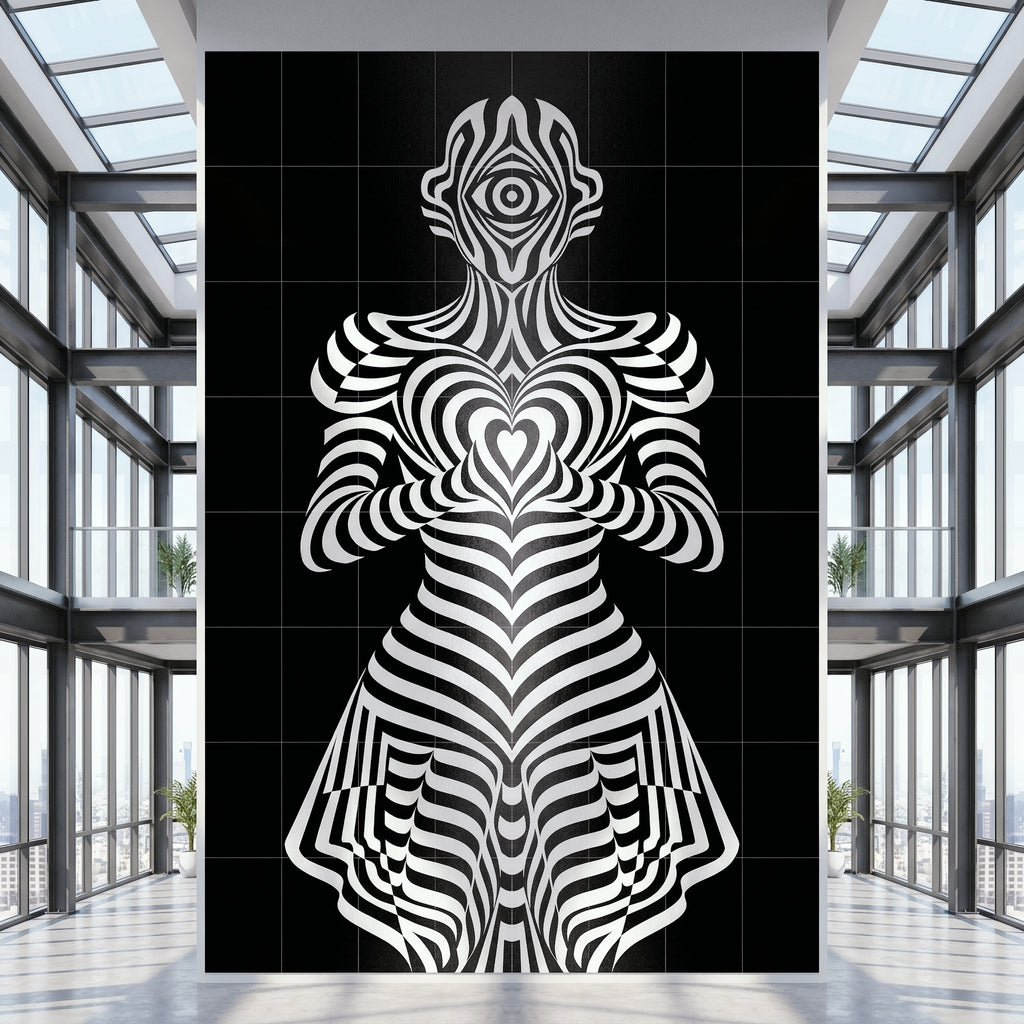 SYZYGY | Hypnotic Female Op-Art 64-Print Mural | 1-Of-1 | 96K