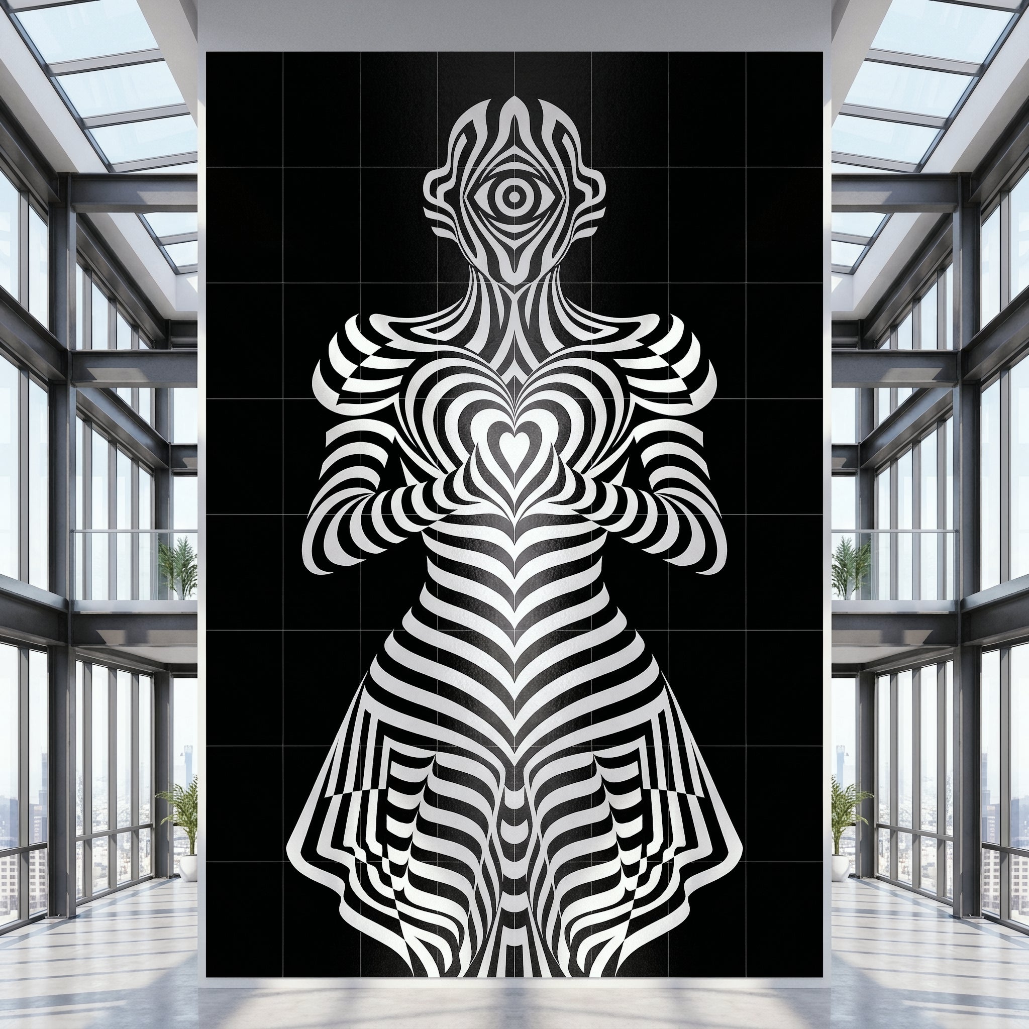 SYZYGY | Hypnotic Female Op-Art 64-Print Mural | 1-Of-1 | 96K
