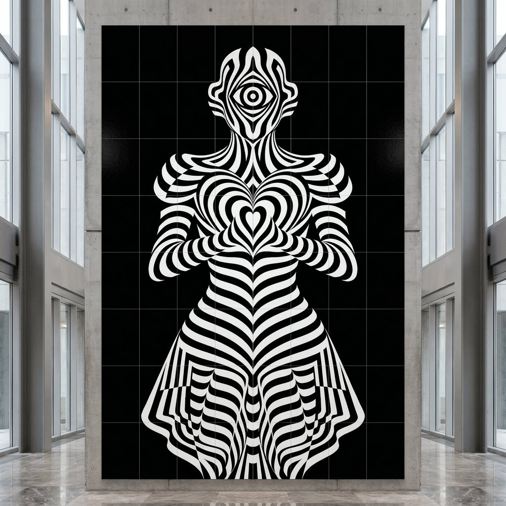 SYZYGY | Hypnotic Female Op-Art 64-Print Mural | 1-Of-1 | 96K