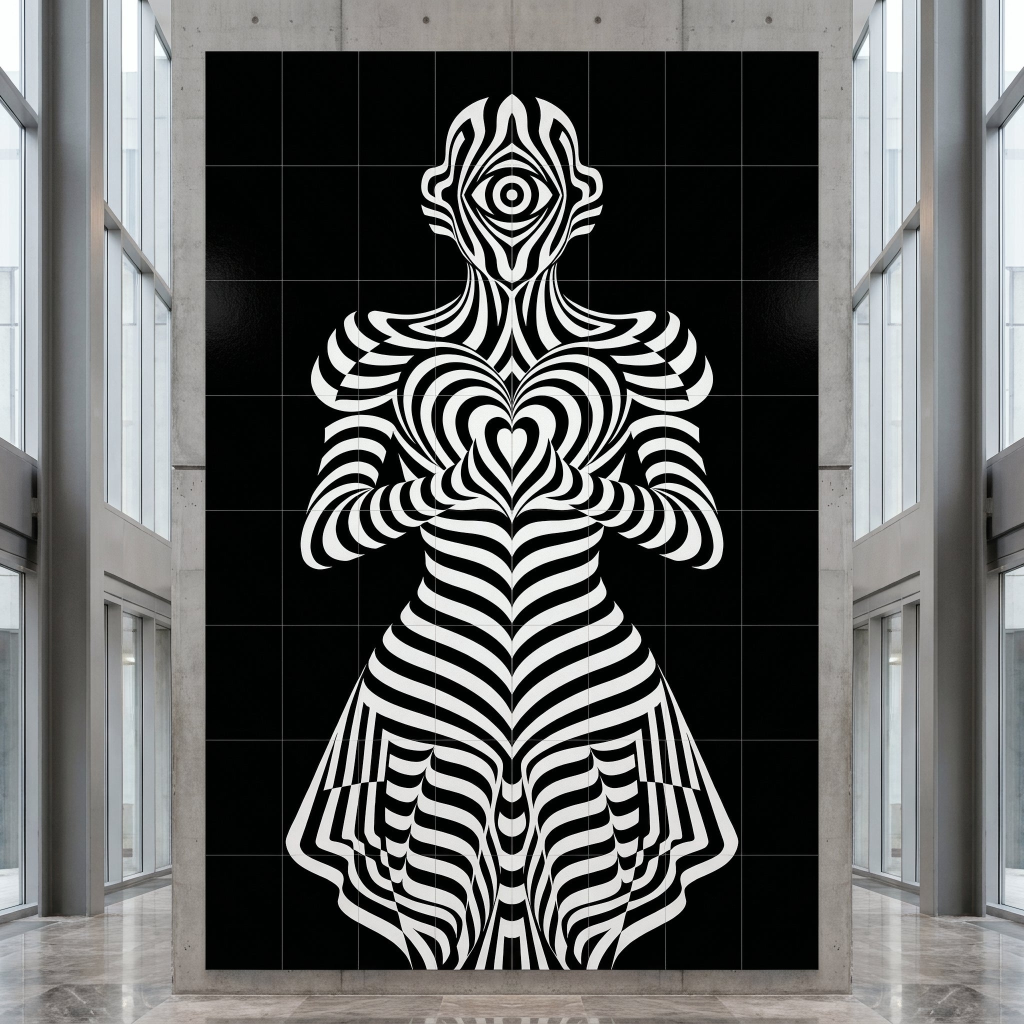 SYZYGY | Hypnotic Female Op-Art 64-Print Mural | 1-Of-1 | 96K