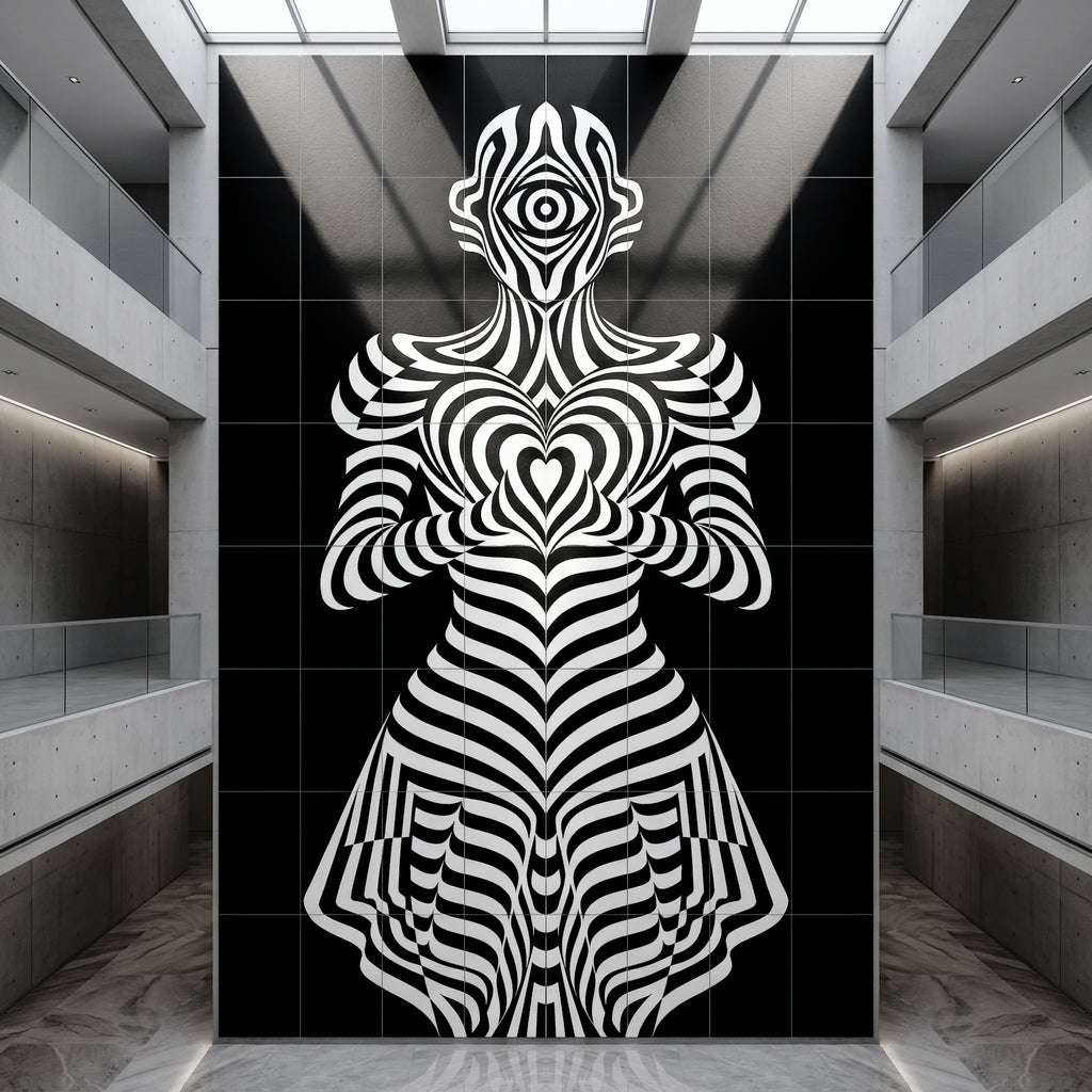 SYZYGY | Hypnotic Female Op-Art 64-Print Mural | 1-Of-1 | 96K