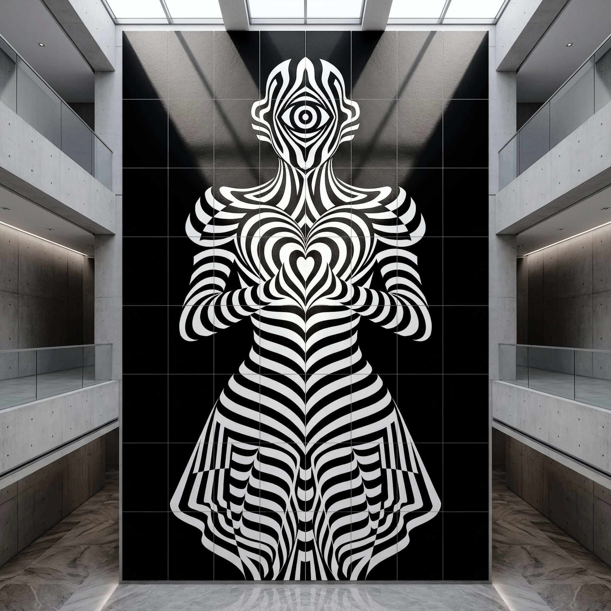 SYZYGY | Hypnotic Female Op-Art 64-Print Mural | 1-Of-1 | 96K