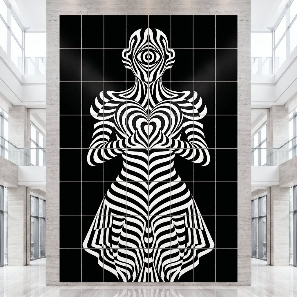 SYZYGY | Hypnotic Female Op Art 64-Print Mural | 1-Of-1 | 96K