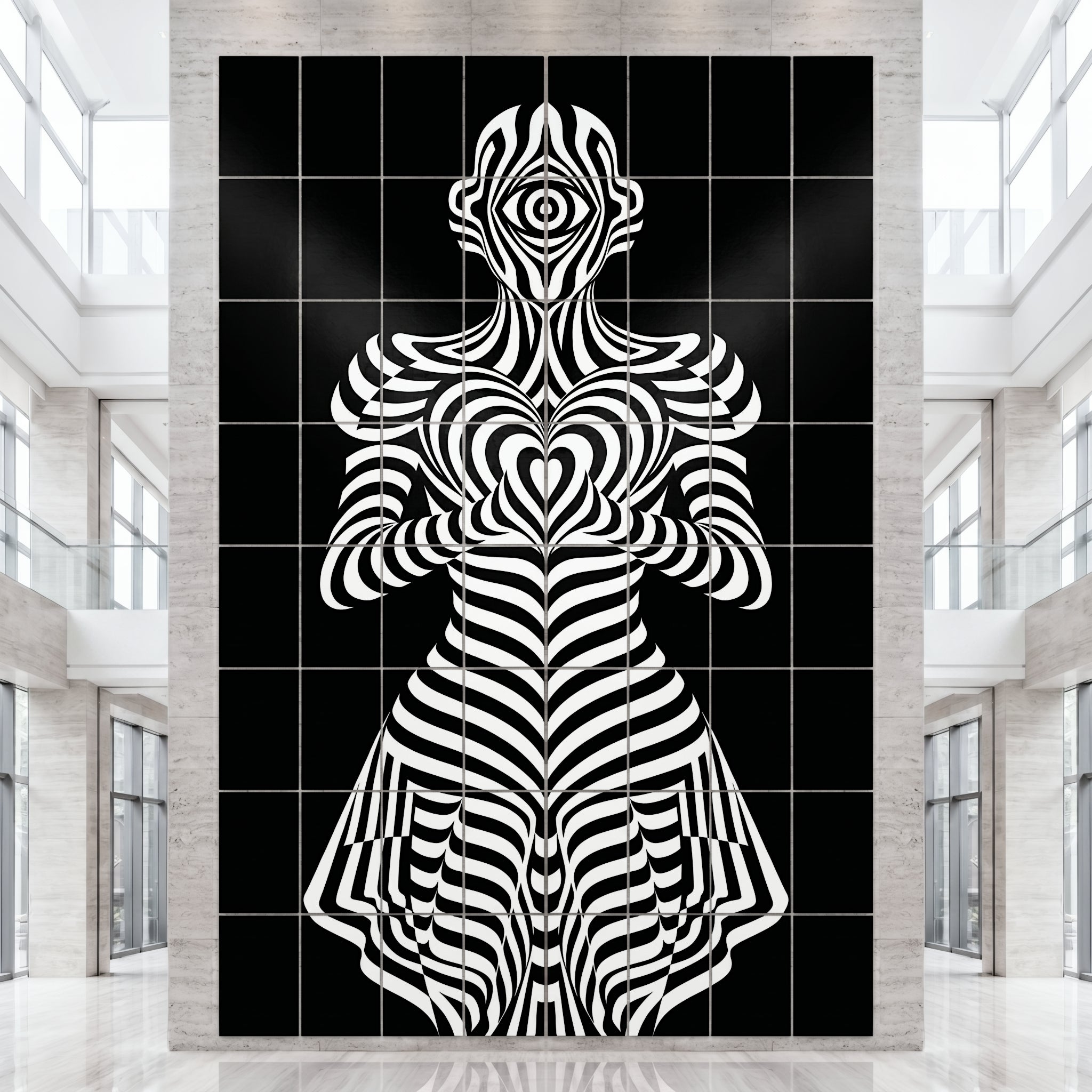 SYZYGY | Hypnotic Female Op Art 64-Print Mural | 1-Of-1 | 96K