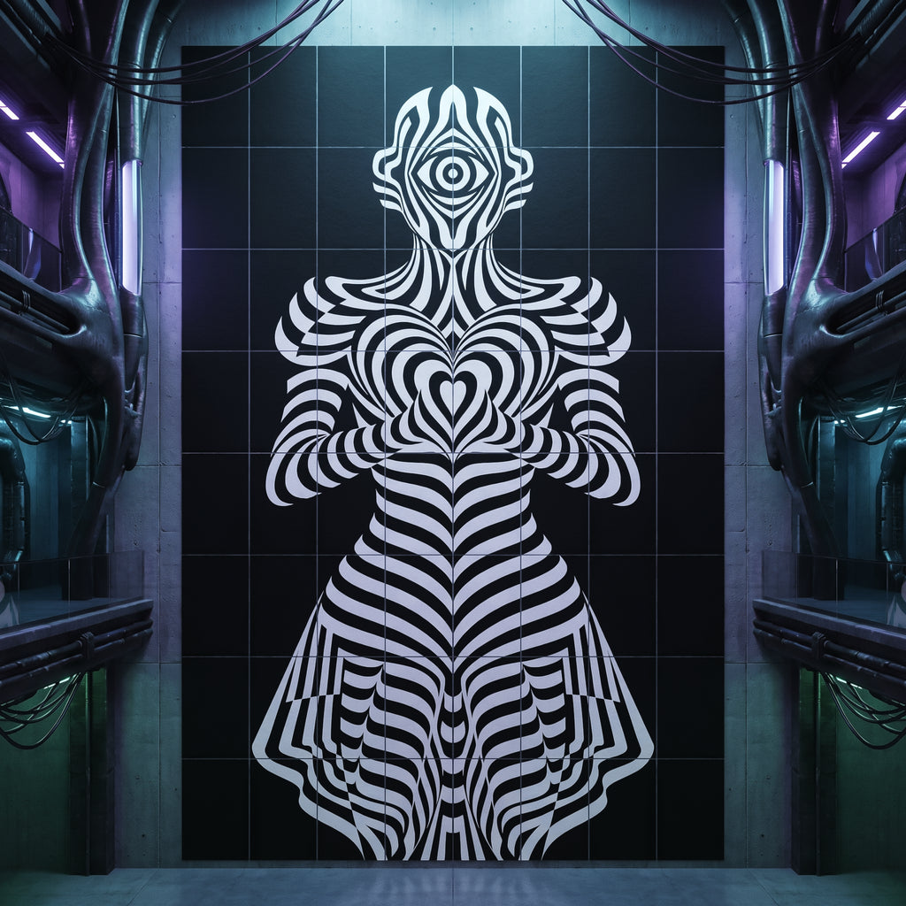 SYZYGY | 64-Print Hypnotic Female Op Art Mural | 1-Of-1