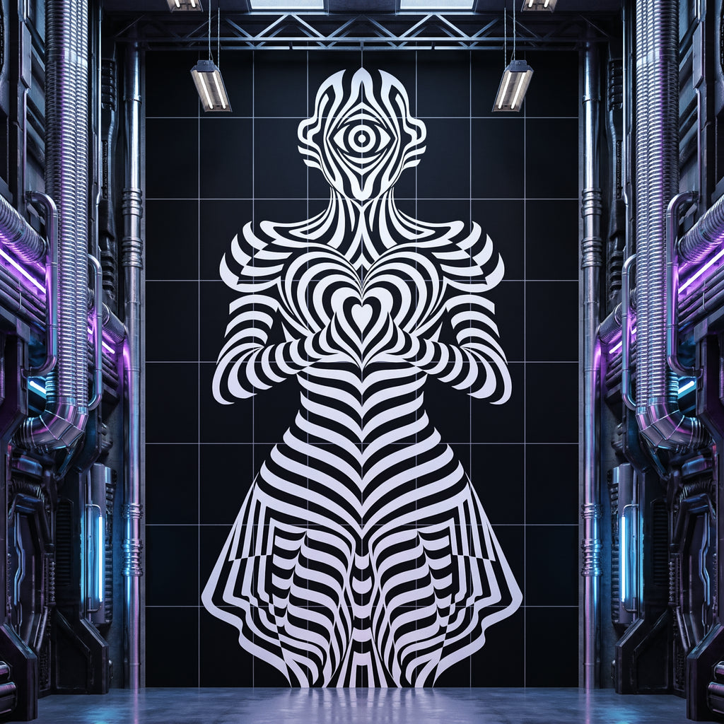SYZYGY | 64-Print Hypnotic Female Op Art Mural | 1-Of-1