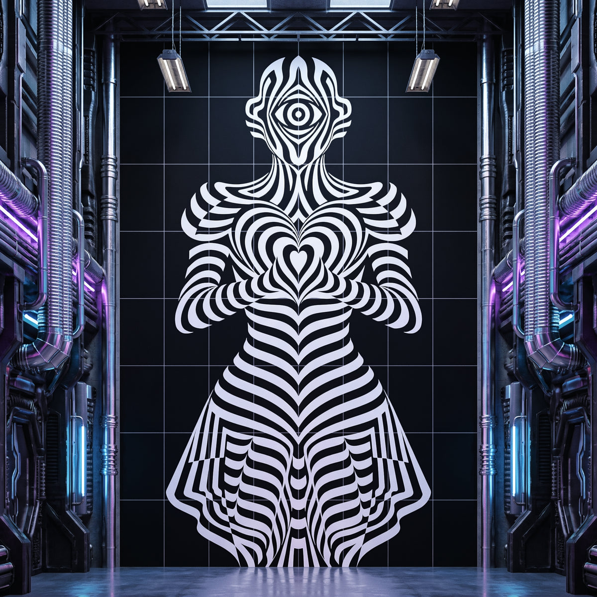 SYZYGY | 64-Print Hypnotic Female Op Art Mural | 1-Of-1