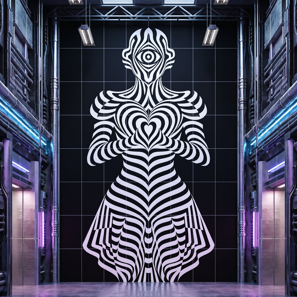 SYZYGY | 64-Print Hypnotic Female Op Art Mural | 1-Of-1