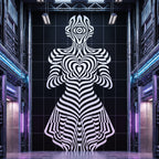 SYZYGY | 64-Print Hypnotic Female Op Art Mural | 1-Of-1
