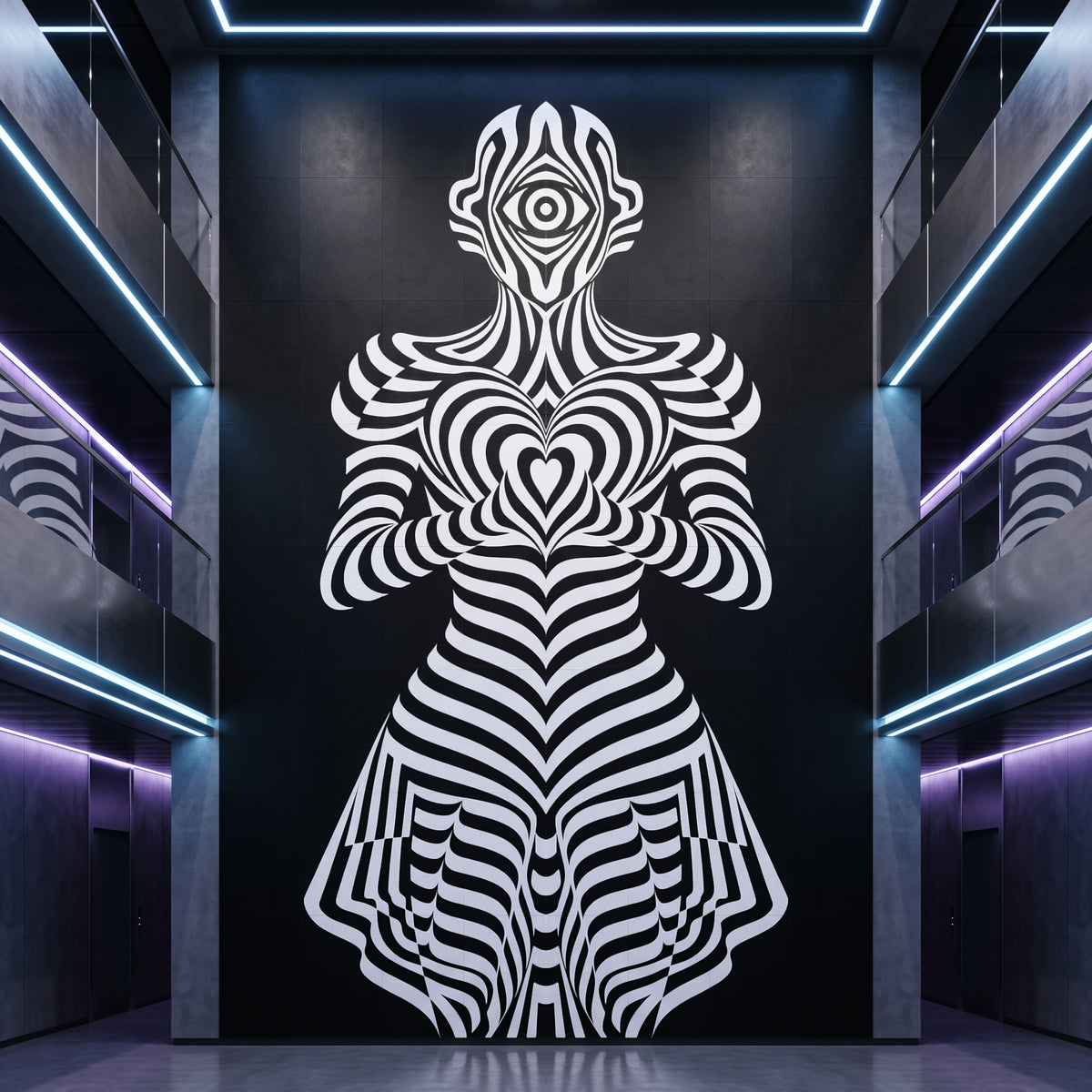 SYZYGY | Hypnotic Female Op Art 64-Print Mural | 1-Of-1 | 96K
