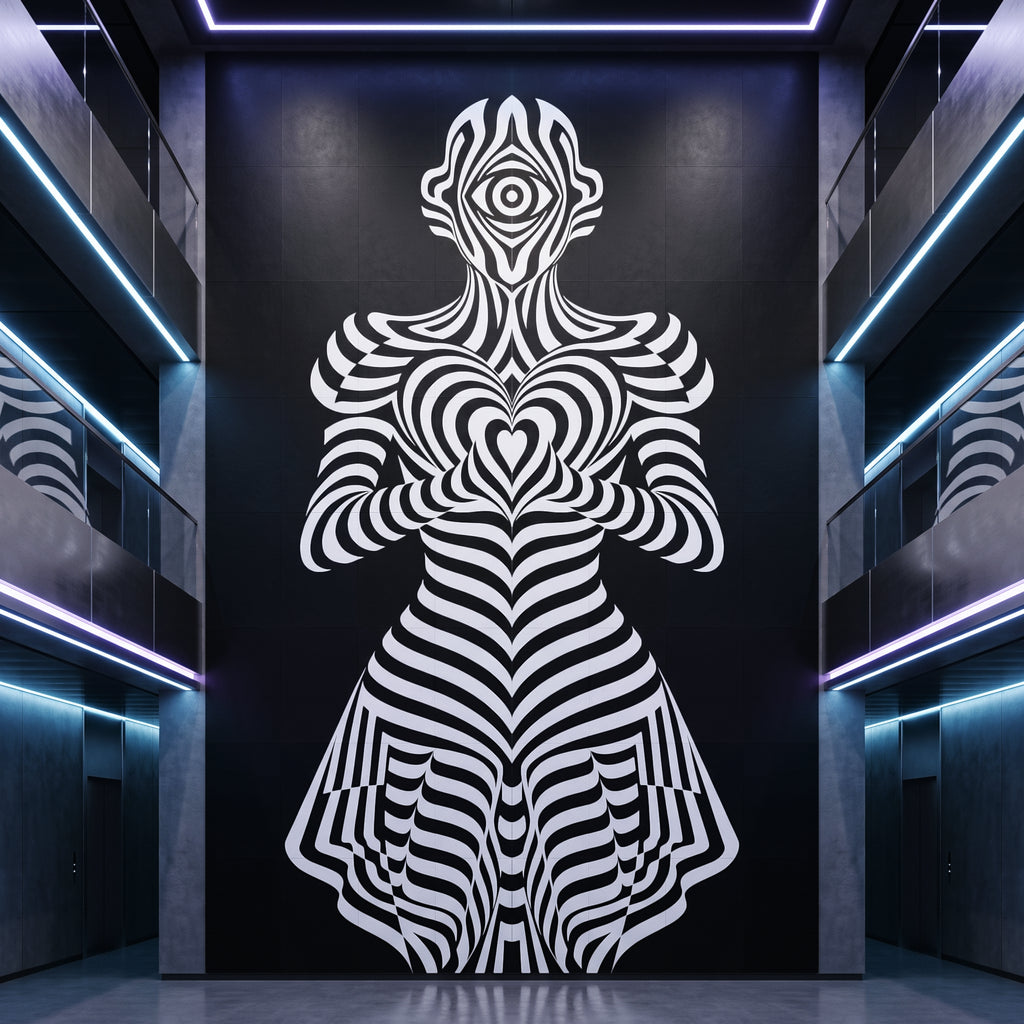 SYZYGY | 64-Print Hypnotic Female Op Art Mural | 1-Of-1