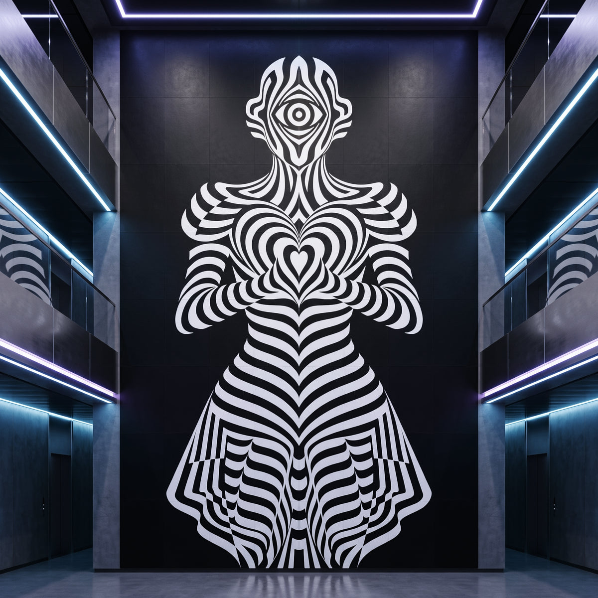 SYZYGY | Hypnotic Female Op Art 64-Print Mural | 1-Of-1 | 96K
